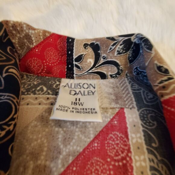 Allison Daley Vtg Art Blouse Size 18W Autumn Floral Button-up Long Sleeve Boho - Picture 8 of 12